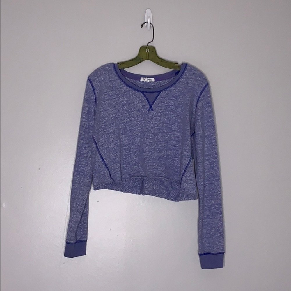 Aeropostale upcycled burnout crop sweatshirt blue
